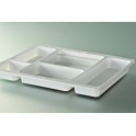 Plateau repas 5 compartiments blanc 34x25x3,5 cm (x 25)