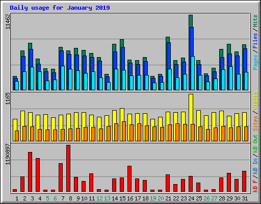 Daily usage for January 2019