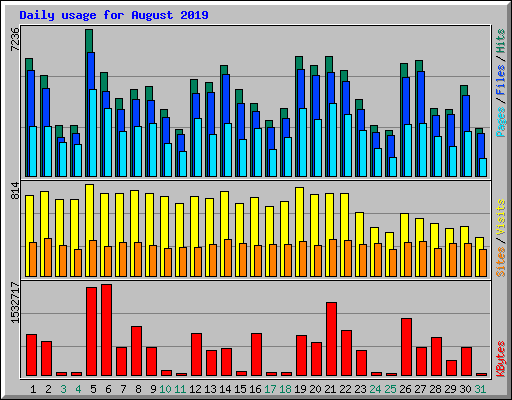 Daily usage for August 2019