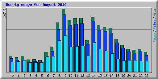 Hourly usage for August 2019