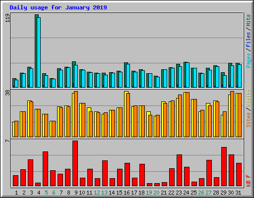 Daily usage for January 2019
