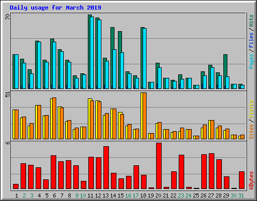 Daily usage for March 2019