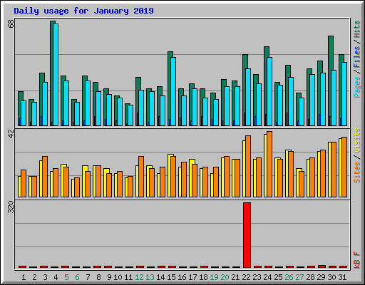 Daily usage for January 2019